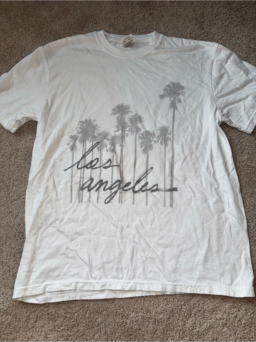 Comfort Colors White Graphic Tee with Gray Palm Script